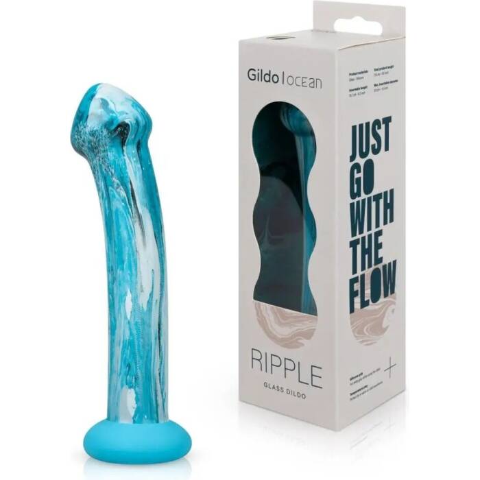 Скляний дилдо Gildo Ocean Ripple, об’ємна головка, ідеально для точки G