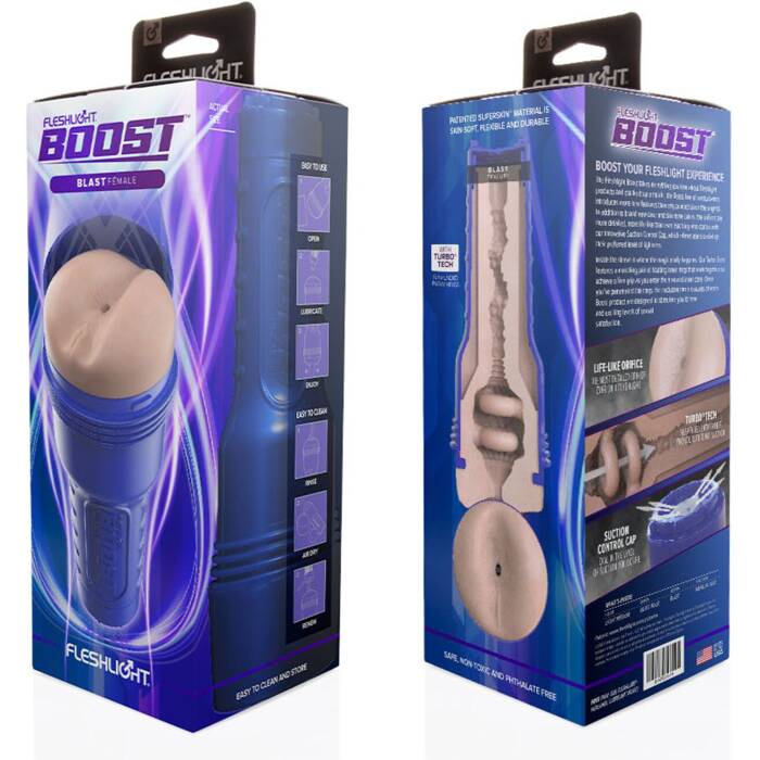 Мастурбатор-попка Fleshlight Boost Blast Female Light Medium Flesh, плаваючі кільця Turbo Tech