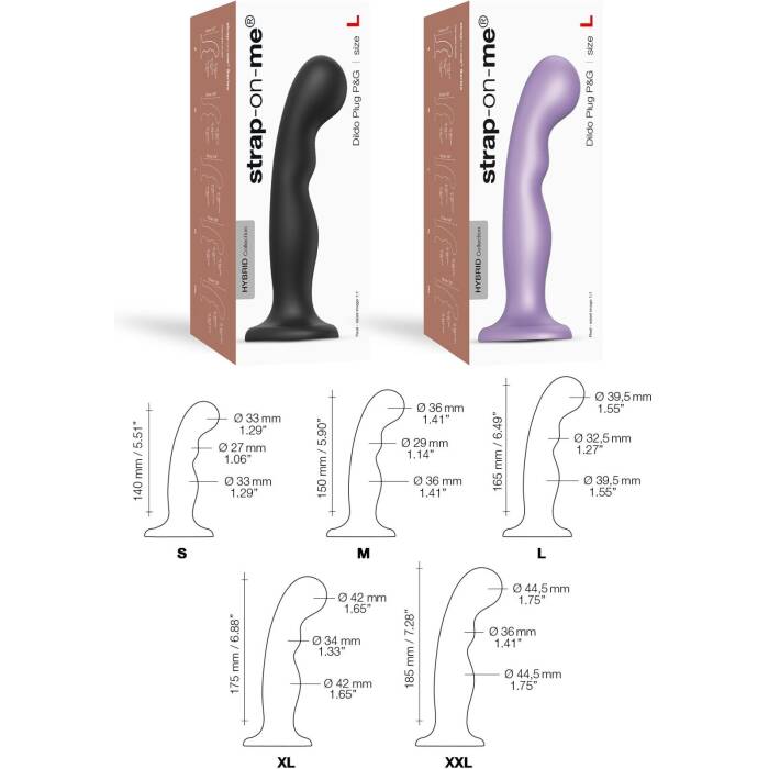 Насадка для страпона Strap-On-Me Dildo Plug P&G Lilas Metallic L