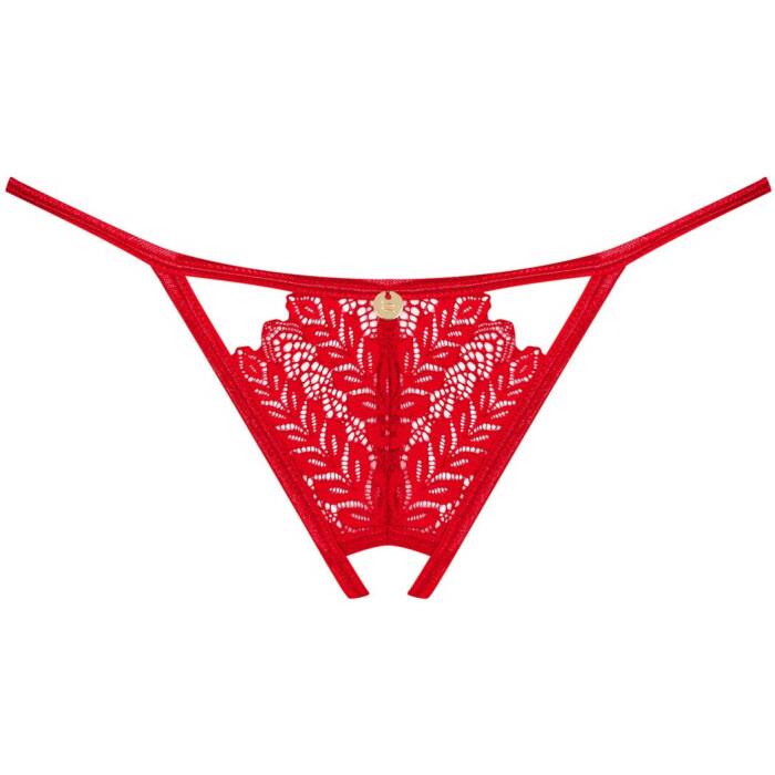 Трусики з доступом Obsessive Ingridia crotchless thong XS/S, червоні