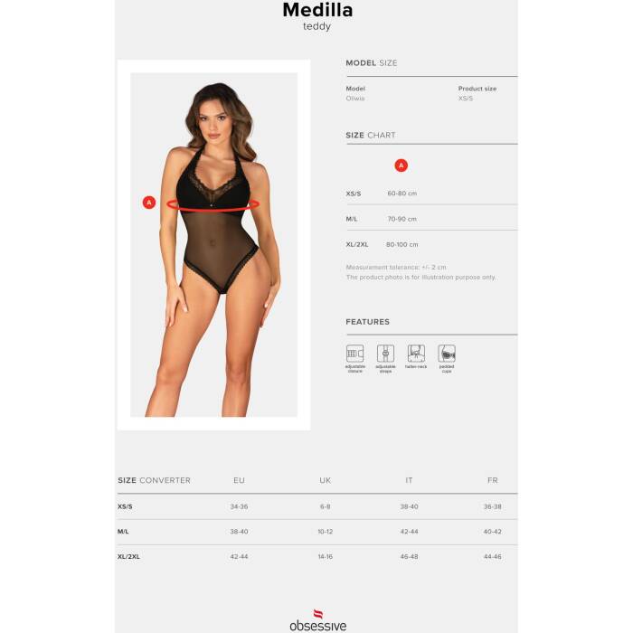 Боді Obsessive Medilla teddy XS/S