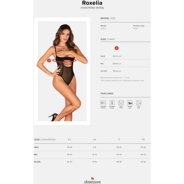 Боді Obsessive Roxelia crotchless teddy XS/S