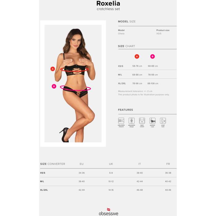 Комплект Obsessive Roxelia 2-pcs crotchless set XS/S