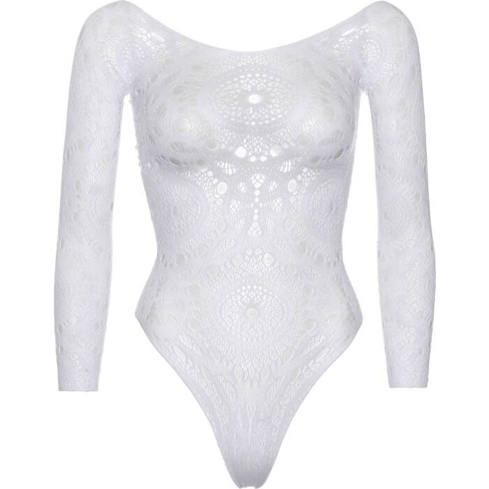 Еротичне боді-бодістокінг Leg Avenue Snap crotch thong back teddy White S/M