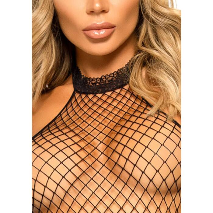 Еротичний сітчастий бодістокінг Leg Avenue Racer neck bodystocking Black