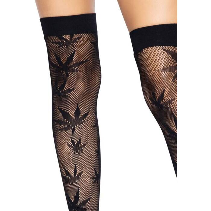 Панчохи з малюнком Leg Avenue 420 Net thigh highs Black