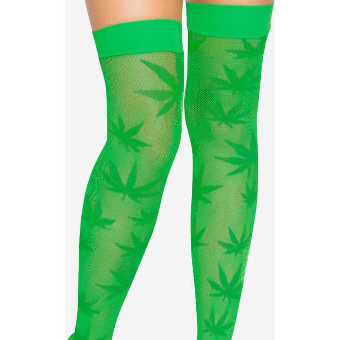 Панчохи з малюнком Leg Avenue 420 Net thigh highs Green