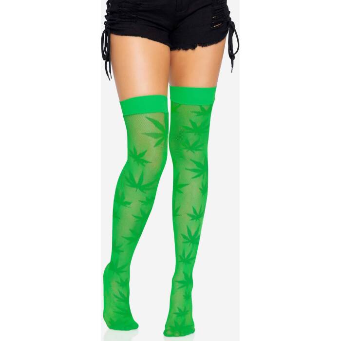 Панчохи з малюнком Leg Avenue 420 Net thigh highs Green