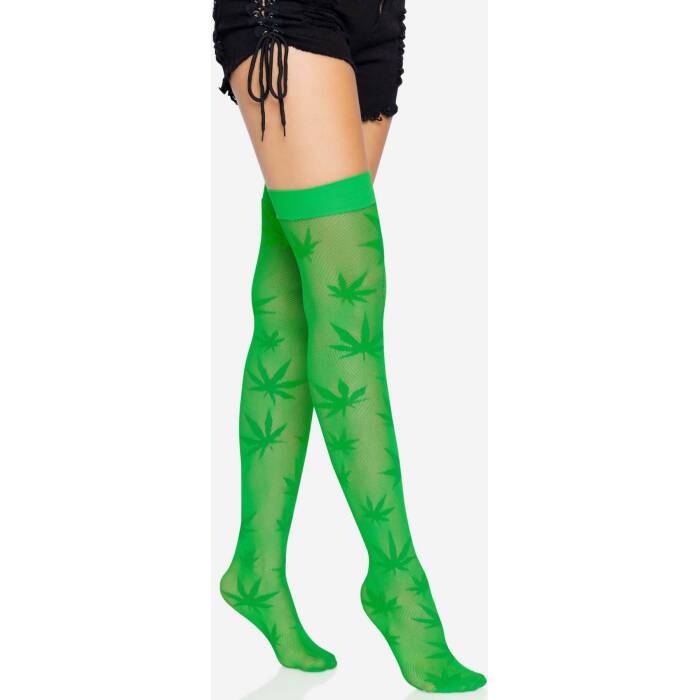 Панчохи з малюнком Leg Avenue 420 Net thigh highs Green