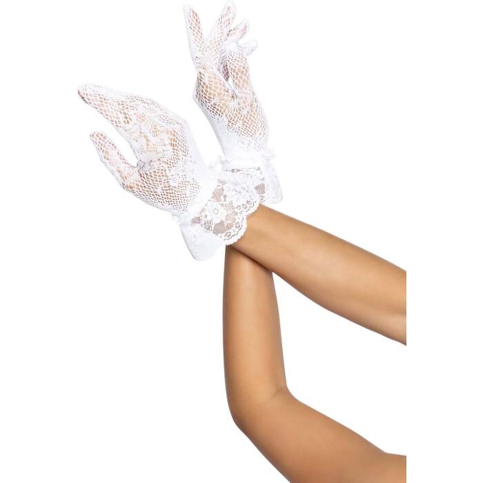 Короткі рукавички Leg Avenue Floral lace wristlength gloves White