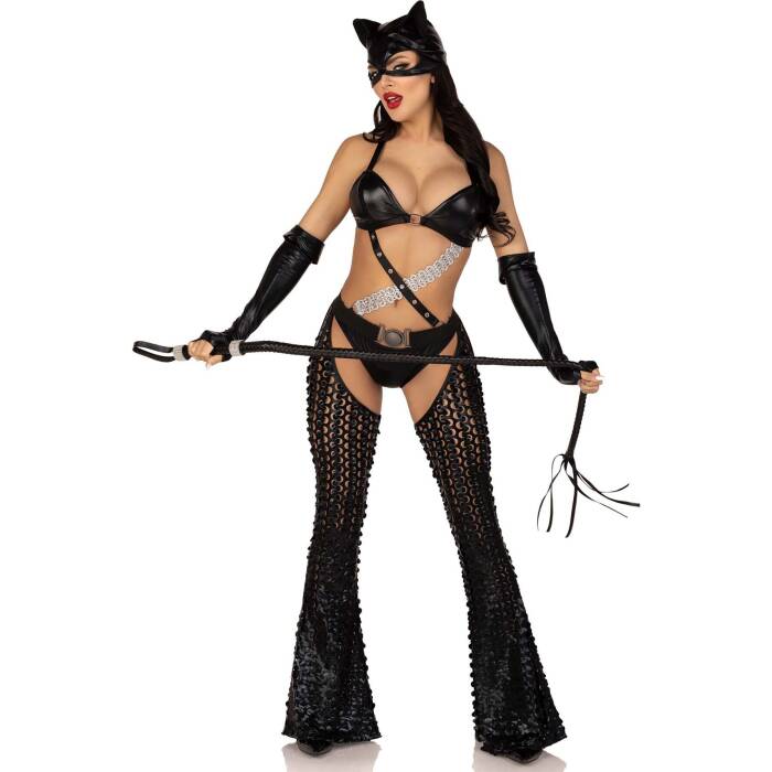 Еротичний костюм кішечки-пані Leg Avenue Mistress Kitty M, рукавички, комбінезон, маска