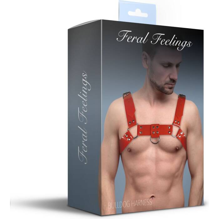 Чоловіча портупея на груди Feral Feelings - Bulldog Harness Red