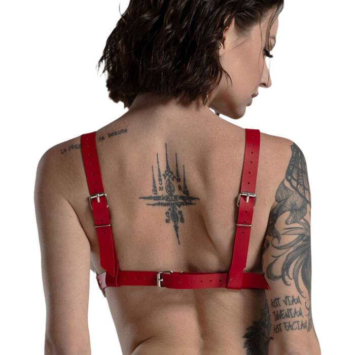 Ліф з натуральної шкіри Feral Feelings - Bikini Top Red