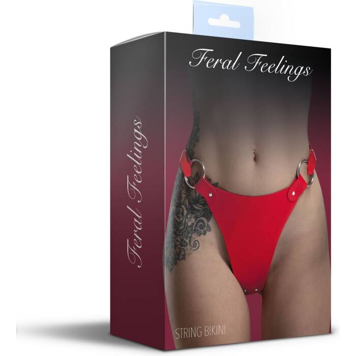 Трусики з натуральної шкіри Feral Feelings - String Bikini Red