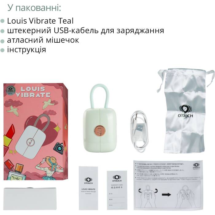 Вакуумний кліторальний стимулятор Otouch Louis Vibrate Teal з віброяйцем, у кейсі