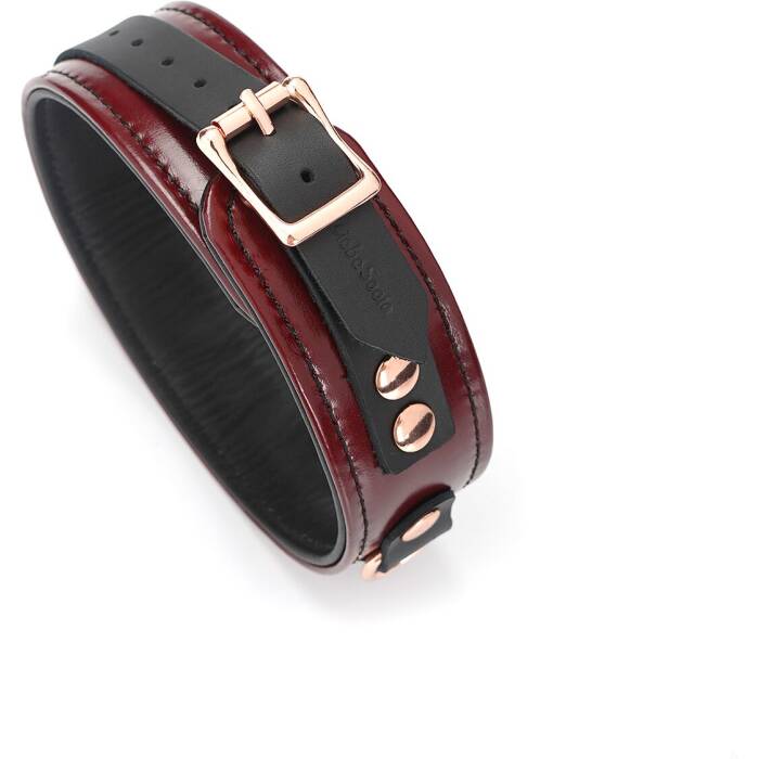 Шкіряний нашийник з повідцем Liebe Seele Wine Red Collar and Leash, 3 кільця для кріплення