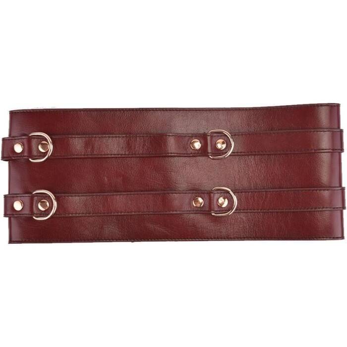 Шкіряний пояс для бондажу Liebe Seele Wine Red Waist Cuff, S Size