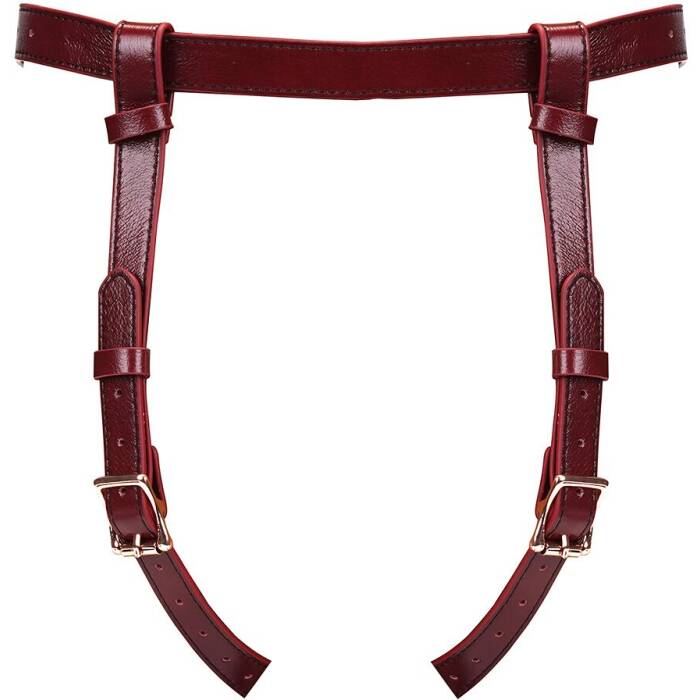 Шкіряні трусики для страпона Liebe Seele Wine Red Strap on Harness, універсальний розмір