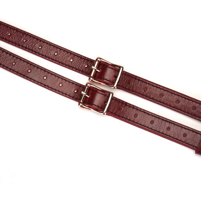 Шкіряні трусики для страпона Liebe Seele Wine Red Strap on Harness, універсальний розмір