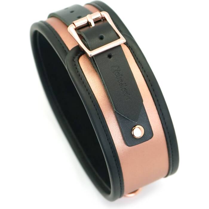 Широкий нашийник з повідцем Liebe Seele Rose Gold Memory Collar with Leash, натуральна шкіра