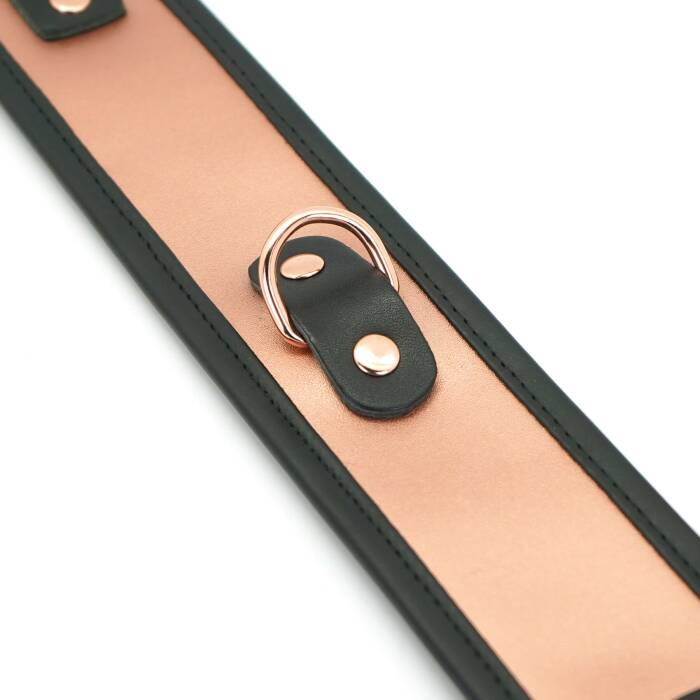 Широкий нашийник з повідцем Liebe Seele Rose Gold Memory Collar with Leash, натуральна шкіра