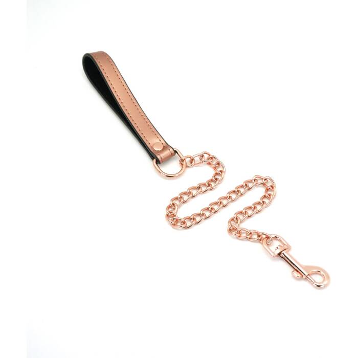 Широкий нашийник з повідцем Liebe Seele Rose Gold Memory Collar with Leash, натуральна шкіра