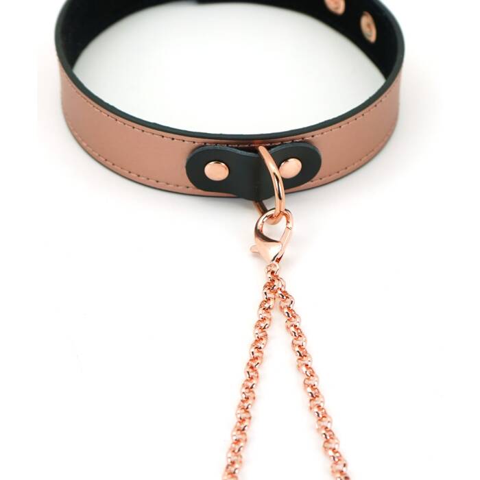 Нашийник із затискачами для сосків Liebe Seele Rose Gold Memory Collar with Nipple Clamps, шкіра