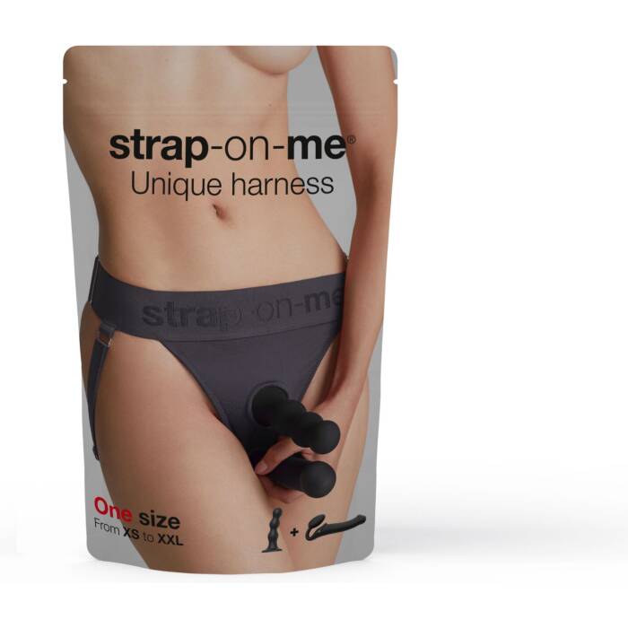 Трусики для страпона Strap-On-Me HARNAIS LINGERIE UNIQUE, One Size, сірі