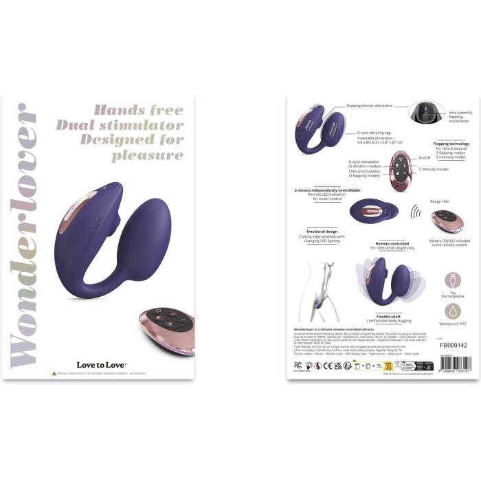 Віброяйце з вакуумною кліторальною стимуляцією Love To Love Wonderlover MIDNIGHT INDIGO