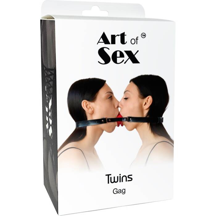 Подвійний кляп Art of Sex - Twins, натуральна шкіра