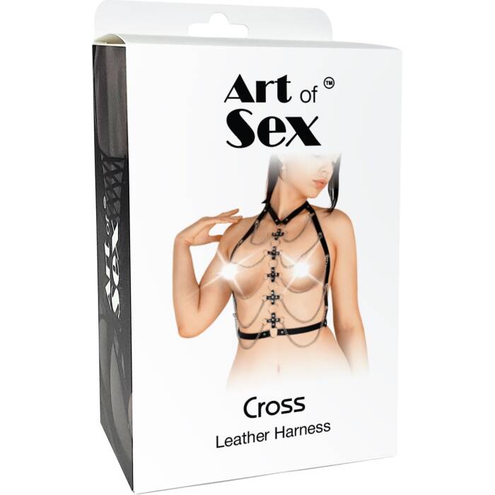 Жіноча портупея Art of Sex - Cross, натуральна шкіра, колір Чорний, розмір XS-M