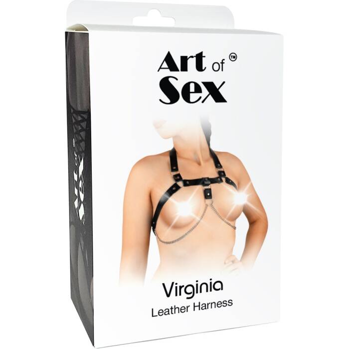 Жіноча портупея з натуральної шкіри Art of Sex - Virginia, колір Чорний, розмір L-2XL