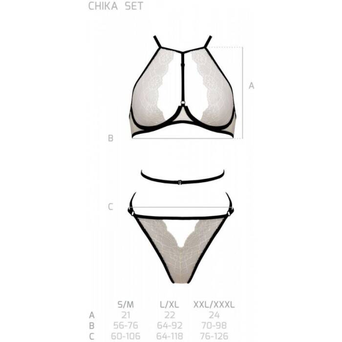 Комплект білизни Passion CHIKA SET, L/XL, cream, топ, трусики