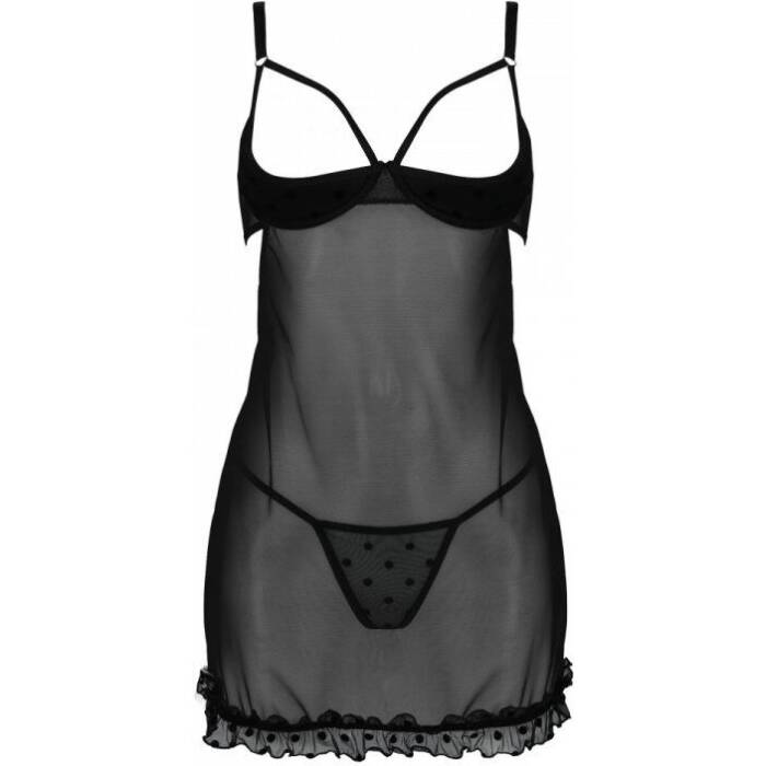 Еротичний пеньюар Passion MARINA CHEMISE, S/M, black