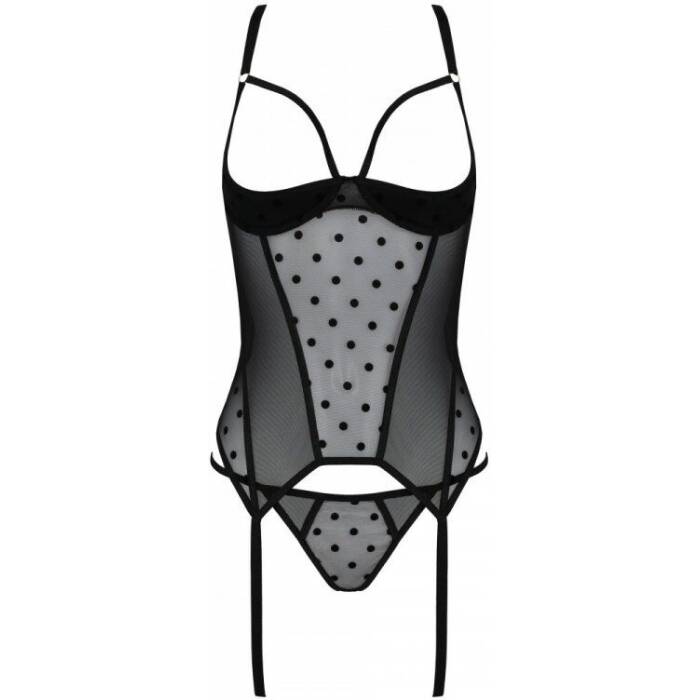 Корсет Passion MARINA CORSET, L/XL, black, з відкритими чашками