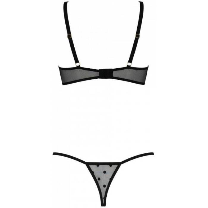 Еротичний комплект Passion MARINA SET WITH OPEN BRA, L/XL, black, відкриті чашки