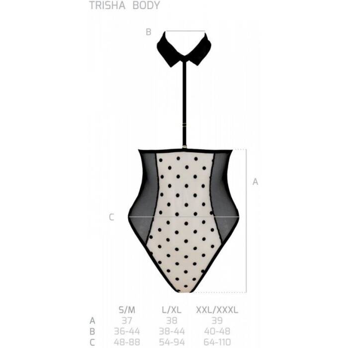 Еротичне боді Passion TRISHA BODY, S/M, beige, з відкритими чашками