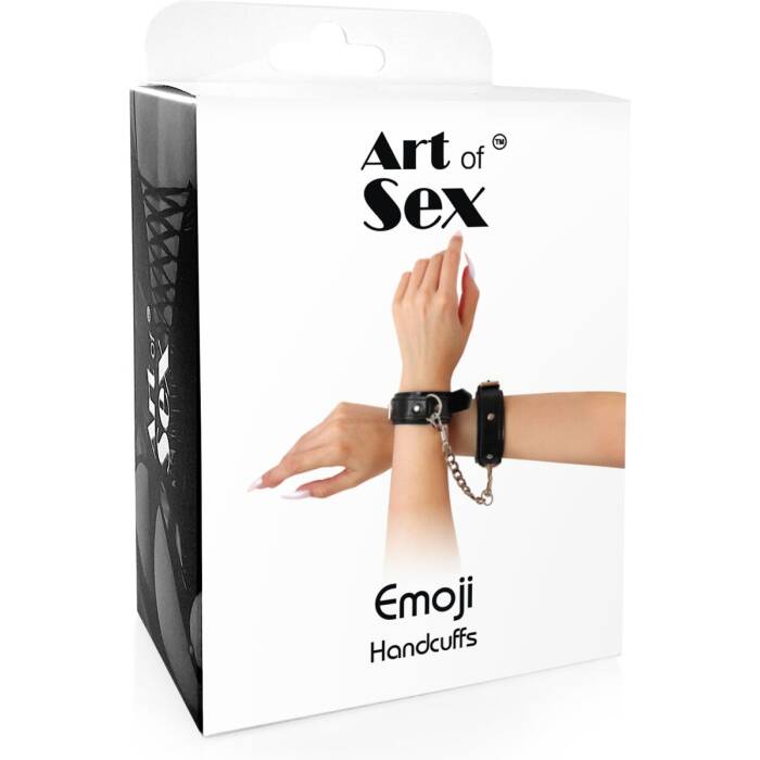 Наручники із екошкіри Art of Sex - Handcuffs Emoji, колір чорний