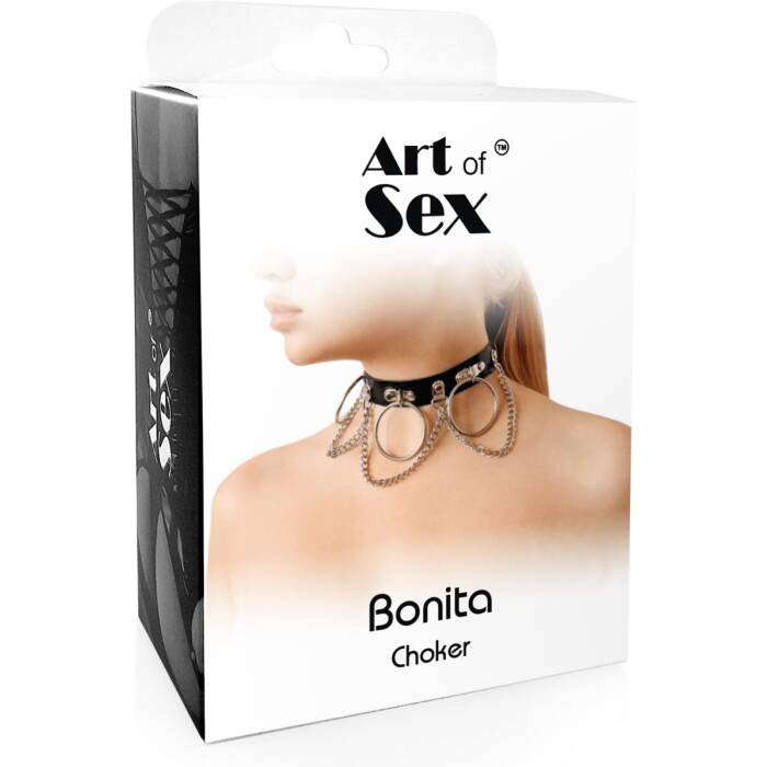 Чокер із натуральної шкіри Art of Sex - Bonita, колір чорний