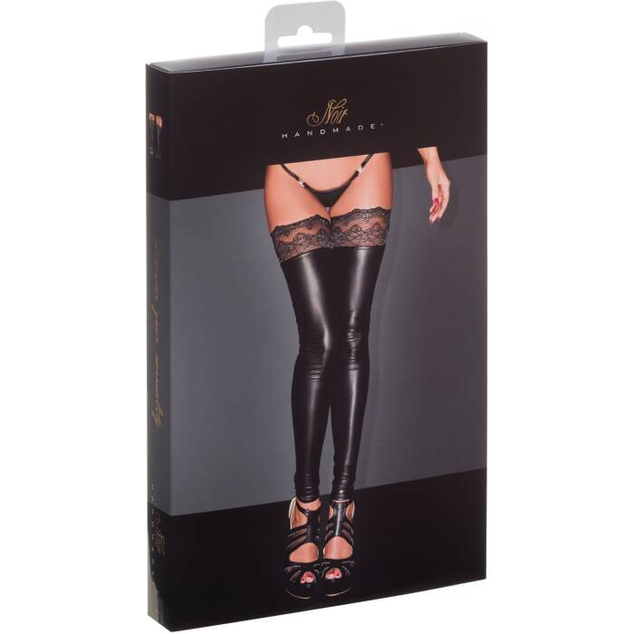 Панчохи з мокрим ефектом Noir Handmade F135 Powerwetlook stockings, L, без мисків