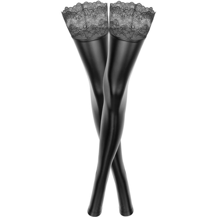 Панчохи з мокрим ефектом Noir Handmade F135 Powerwetlook stockings, L, без мисків