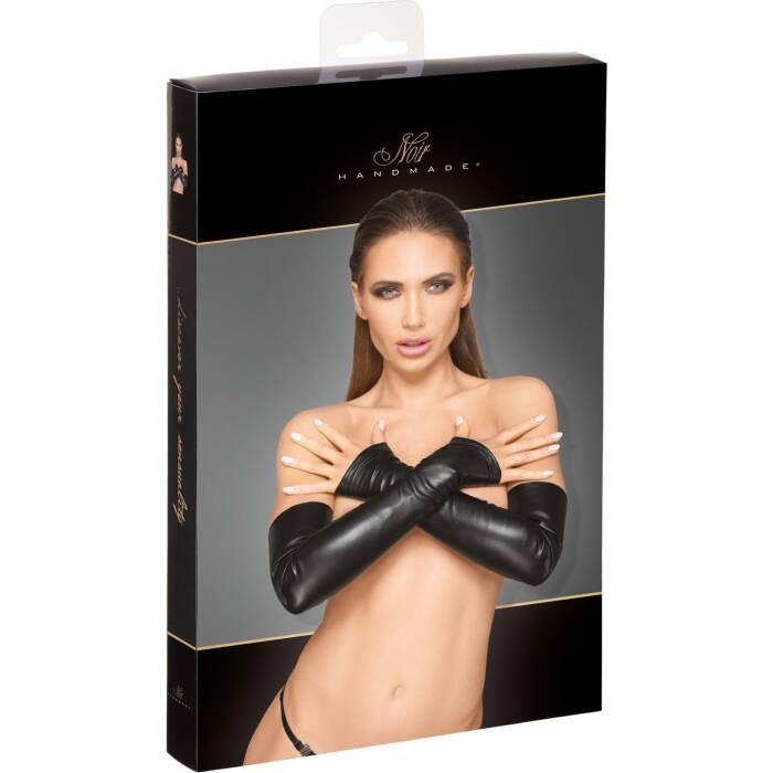 Мітенки Noir Handmade F213 Elastic eco leather fingerless gloves - S