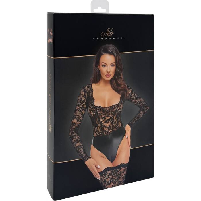 Боді Noir Handmade F296 Psyche bodysuit of lace and wetlook - 3XL