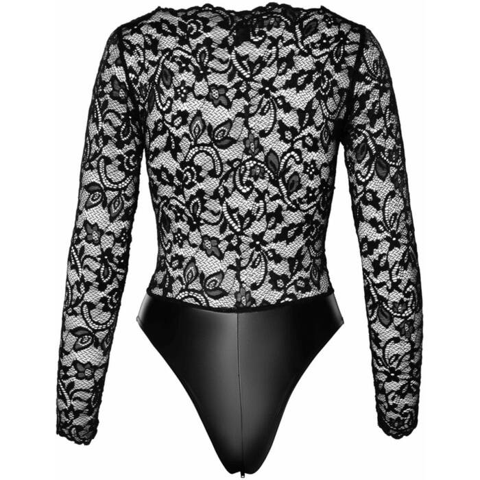 Боді Noir Handmade F296 Psyche bodysuit of lace and wetlook - 3XL