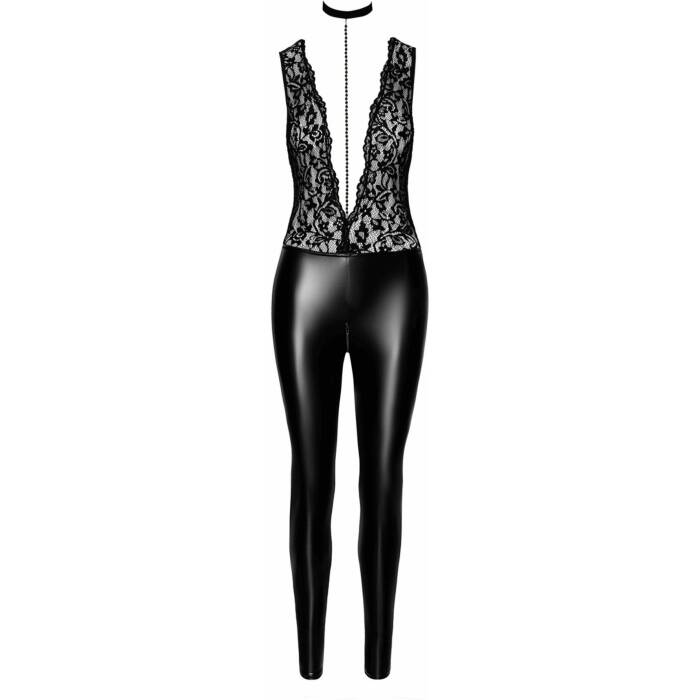 Комбінезон Noir Handmade F298 Libido Deep-V catsuit with collar and pearl chain - S