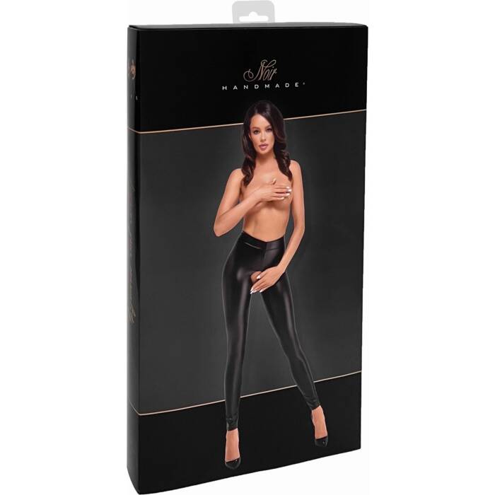 Легінси Noir Handmade F304 Taboo wetlook leggings with open crotch and bum - S