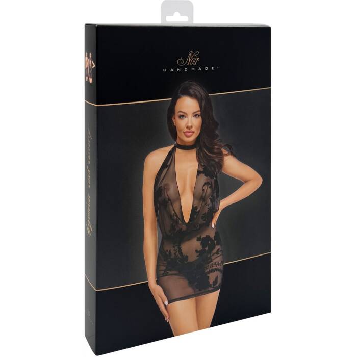 Сукня Noir Handmade F313 Mythos mini flocked mesh dress with jewelry rhinestone chain - S