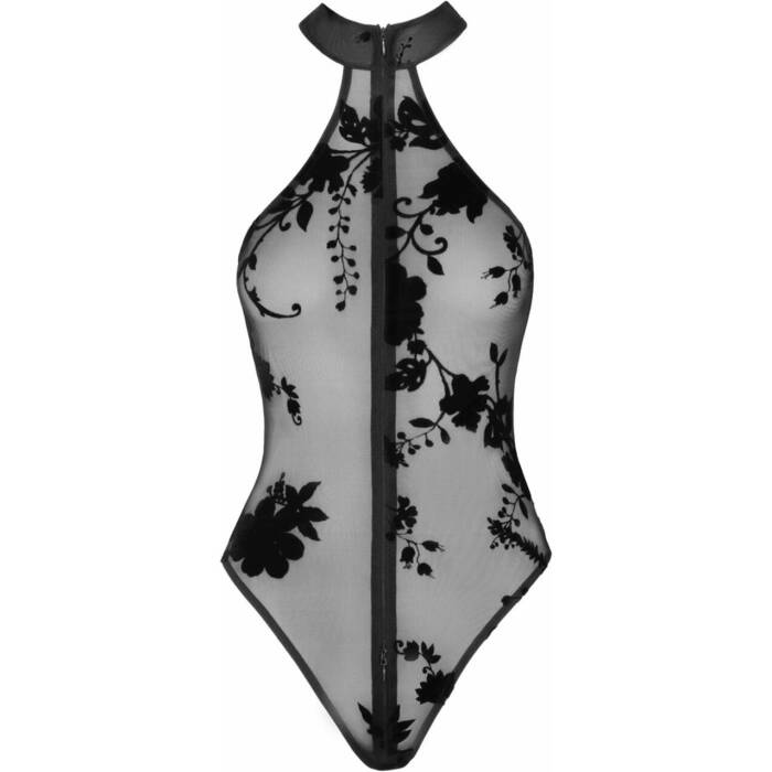 Боді Noir Handmade F314 Ego flocked mesh halter bodysuit - M
