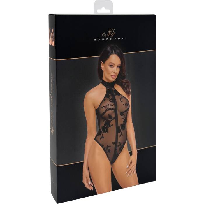 Боді Noir Handmade F314 Ego flocked mesh halter bodysuit - M