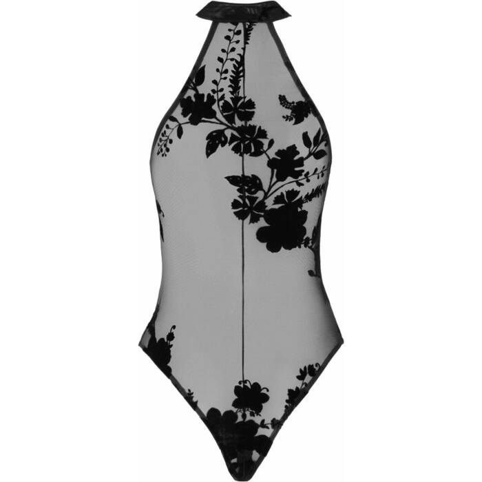 Боді Noir Handmade F314 Ego flocked mesh halter bodysuit - M